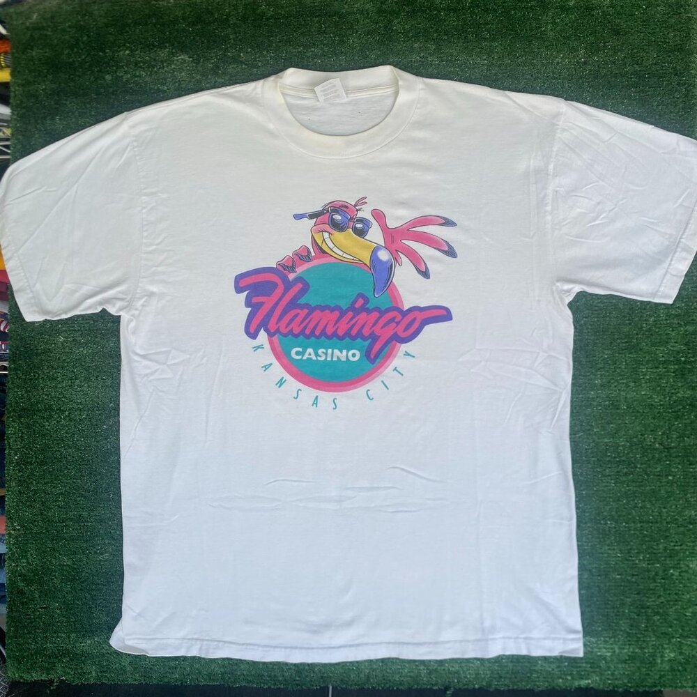 Vintage 90s Flamingo Casino Shirt Kansas City Single Stitch